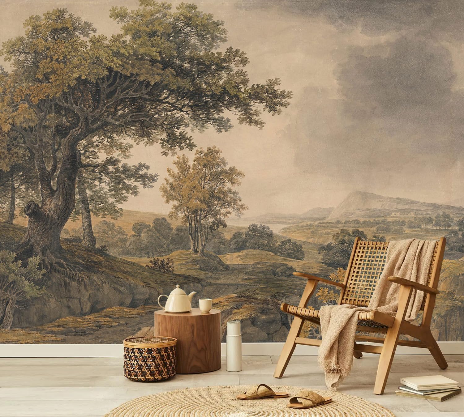 Beige Forest Peel-and-Stick Wall Mural