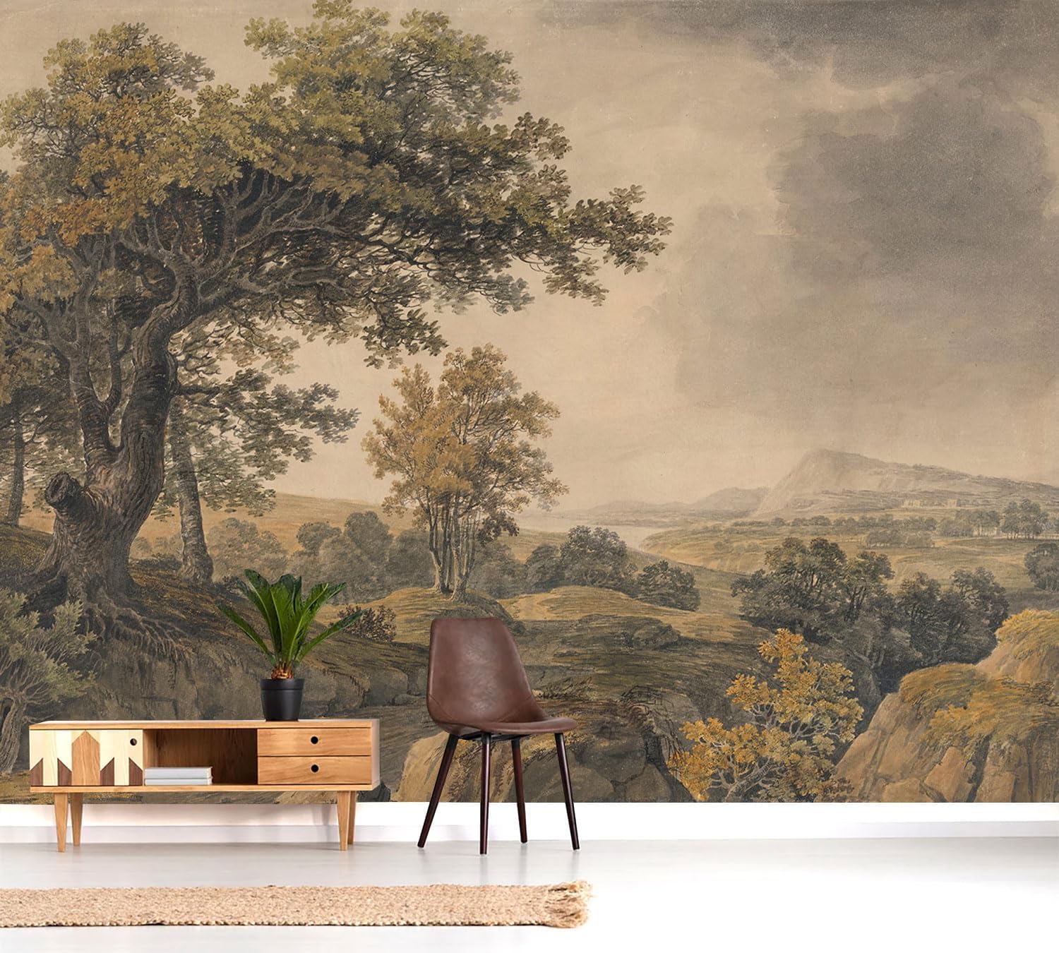 Beige Forest Peel-and-Stick Wall Mural