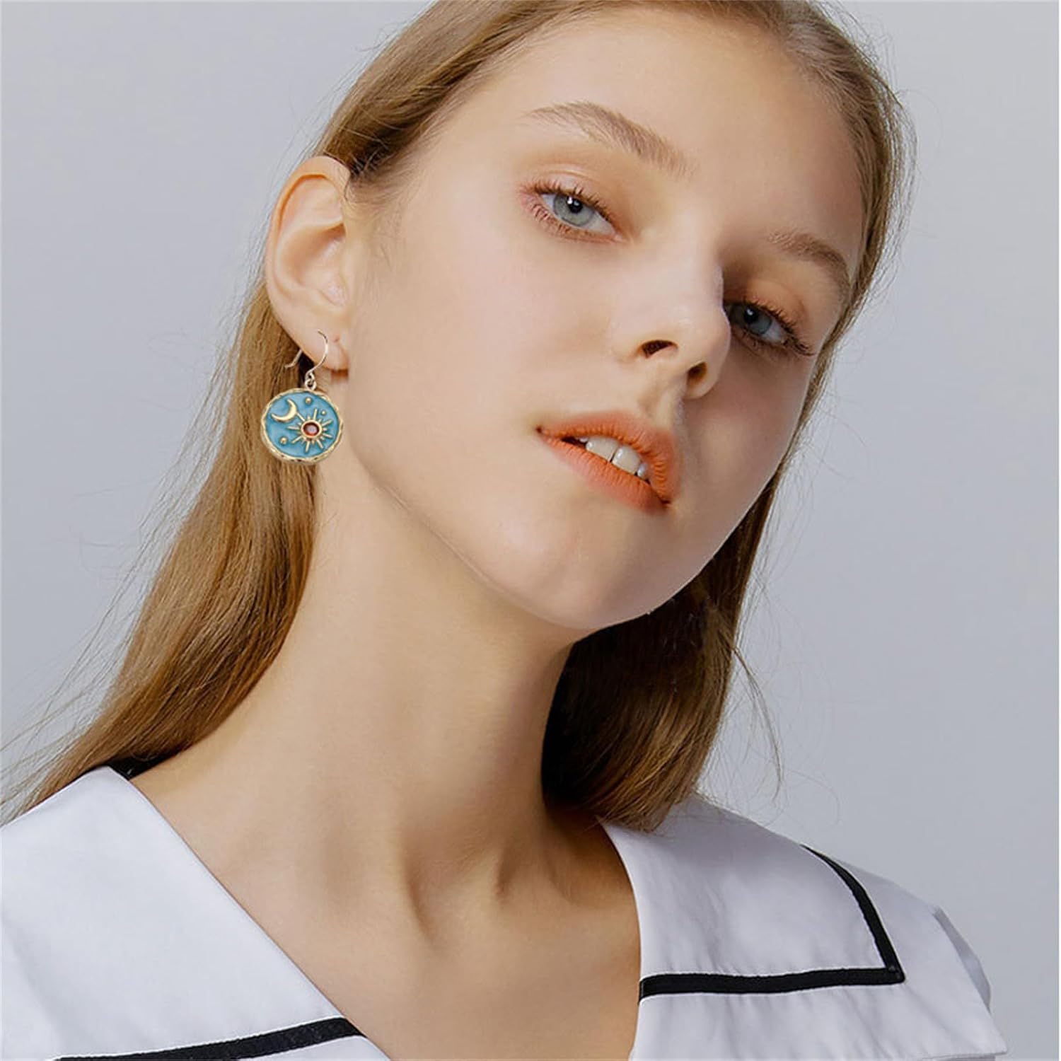 Sun and Moon Drop Earrings, Lightweight